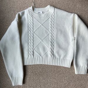 Elodie Cable Knit Boxy Crop Sweater - Ivory